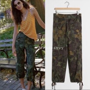 ANTHROPOLOGIE Moss Camo Ripley Utility Cropped Pants Green 25 NWT